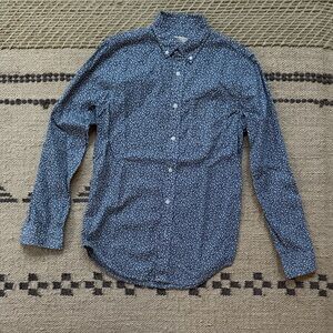 Club Monaco Navy Patterned Button Down Shirt
